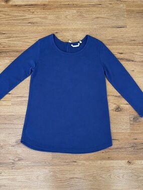 Soft Surroundings Deep Blue Scoop Neck 3/4 Sleeve Top, size M
